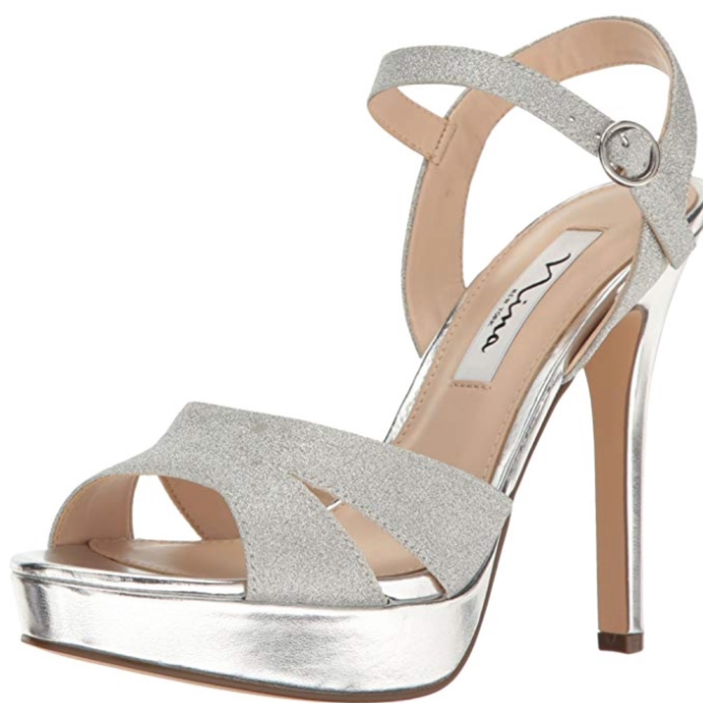 Nina Shara Silver Glitter Platform Sandle